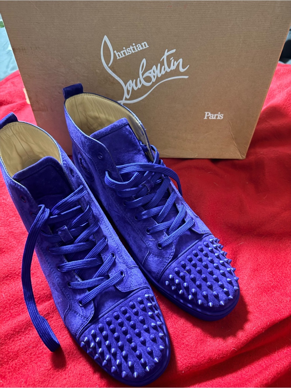 Christian Louboutin Vibrant Red Suede Flats